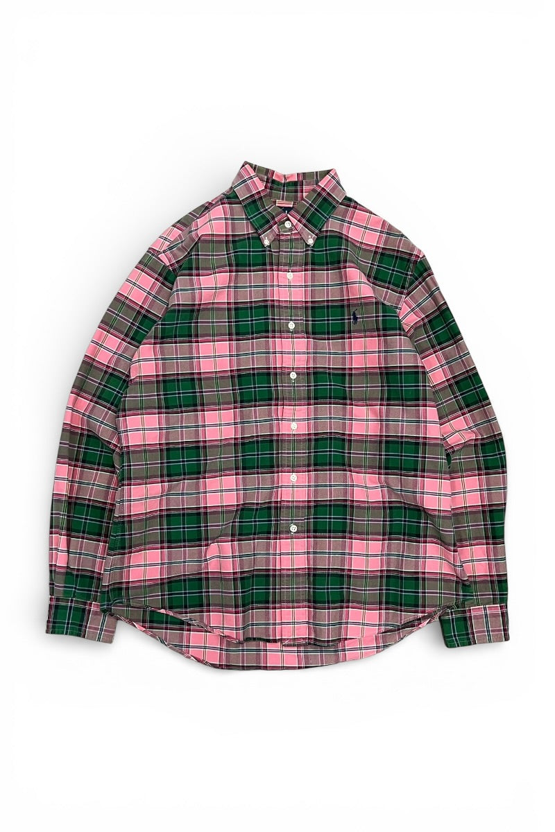 90'S L/S BD CUSTOM FIT CHECK SHIRT / PINK [SIZE: L USED]