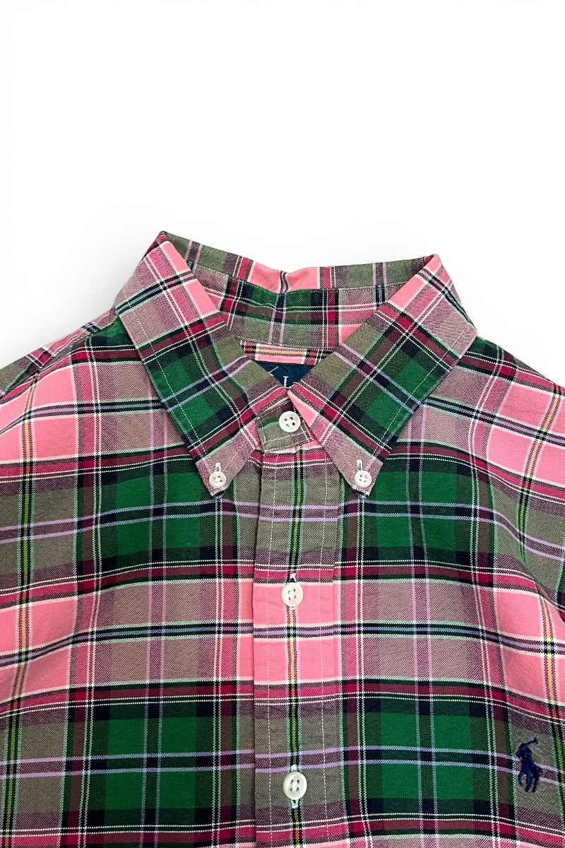 90'S L/S BD CUSTOM FIT CHECK SHIRT / PINK [SIZE: L USED]