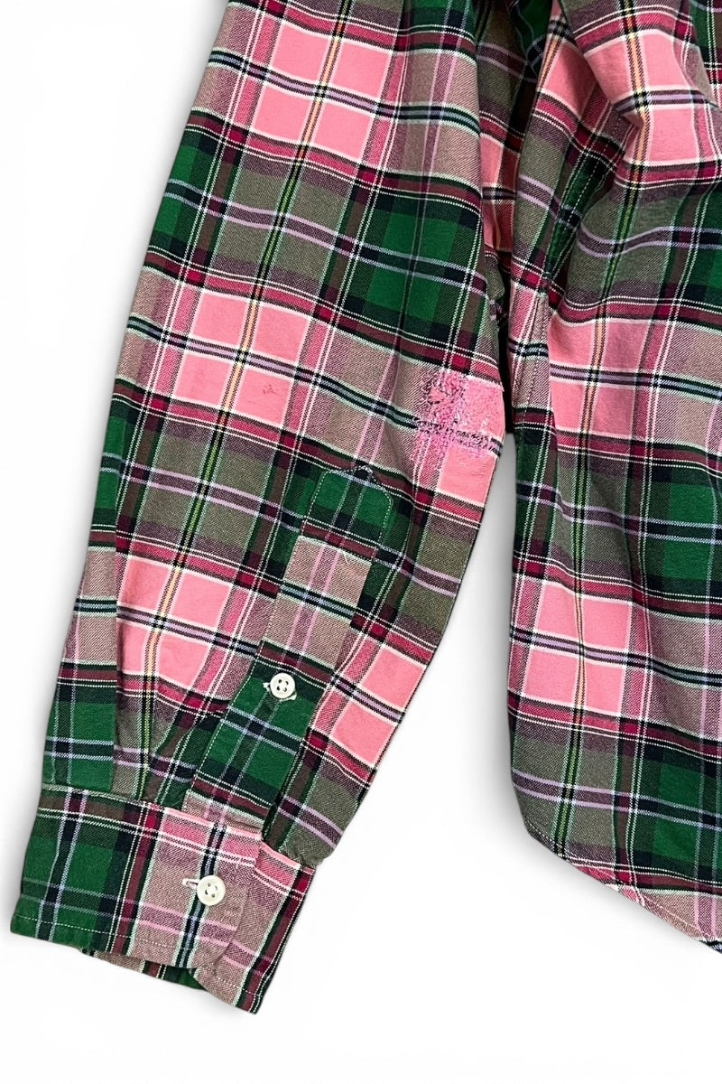 90'S L/S BD CUSTOM FIT CHECK SHIRT / PINK [SIZE: L USED]