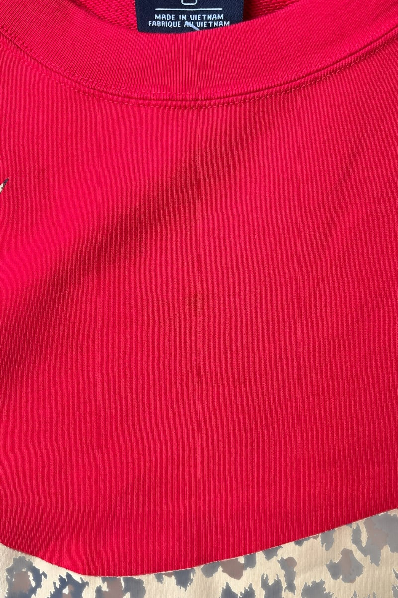 LEOPARD SWASH LOGO SWEATSHIRT / RED [SIZE: 3XL USED]