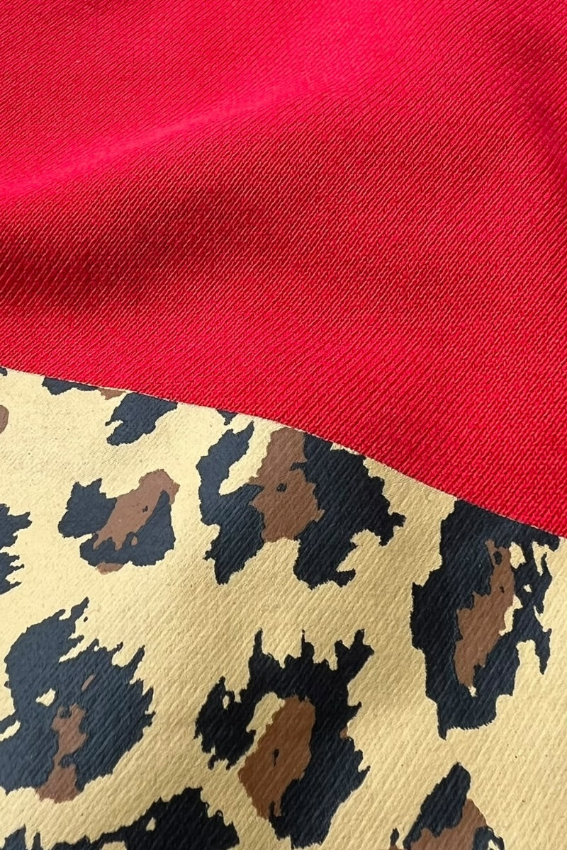 LEOPARD SWASH LOGO SWEATSHIRT / RED [SIZE: 3XL USED]