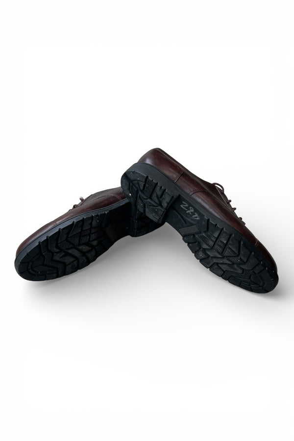 STRAIGHT TIP LEATHER SHOES / BROWN [SIZE: 27cm USED]
