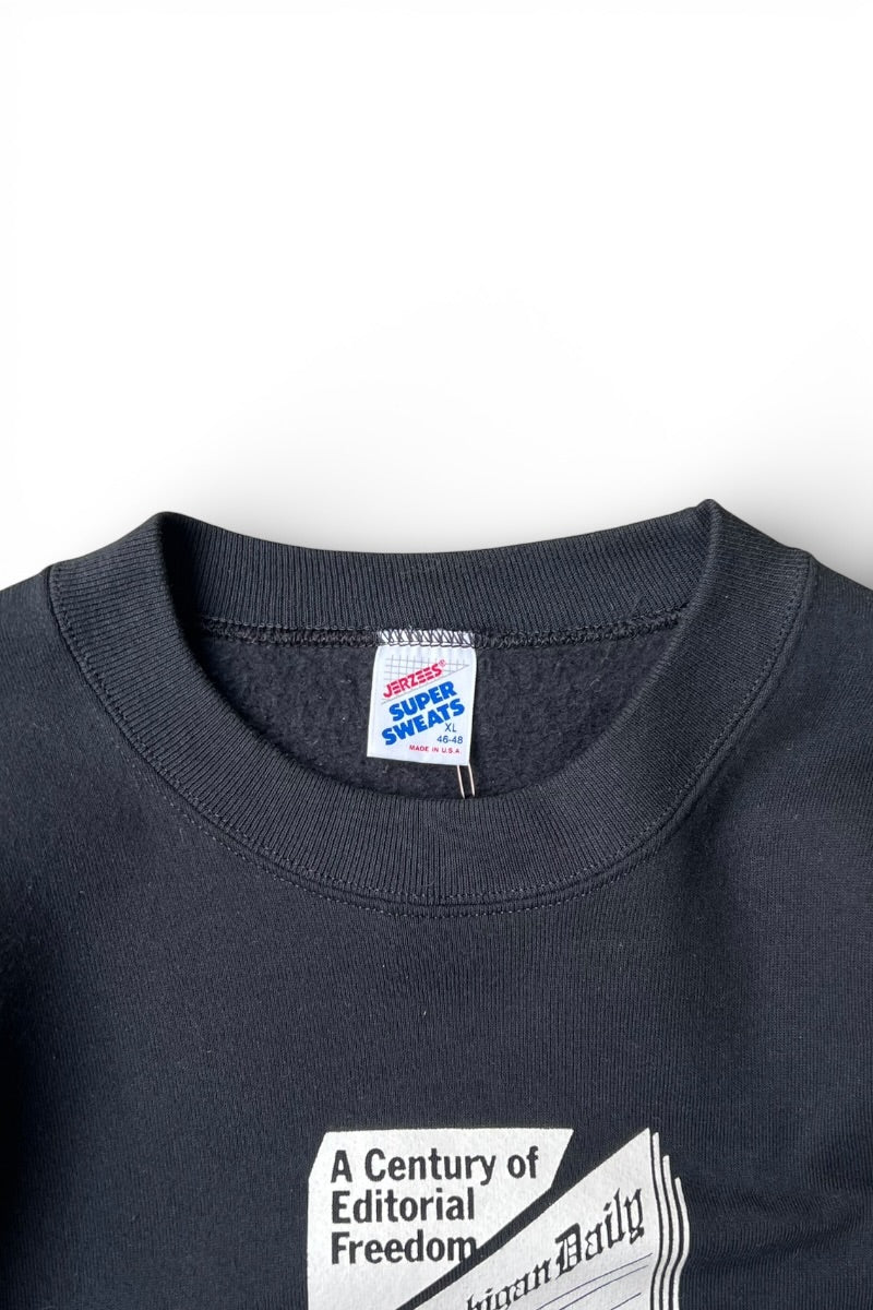 MADE IN USA 90'S THE MICHIGAN DAILY SWEATSHIRT / BLACK [SIZE: XL USED]