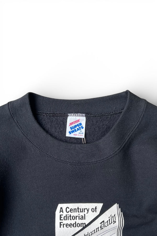 MADE IN USA 90'S THE MICHIGAN DAILY SWEATSHIRT / BLACK [SIZE: XL USED]