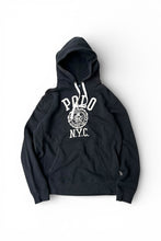 画像をギャラリービューアに読み込む, 90'S NYC LOGO SWEAT HOODIE / BLACK [SIZE: S USED]
