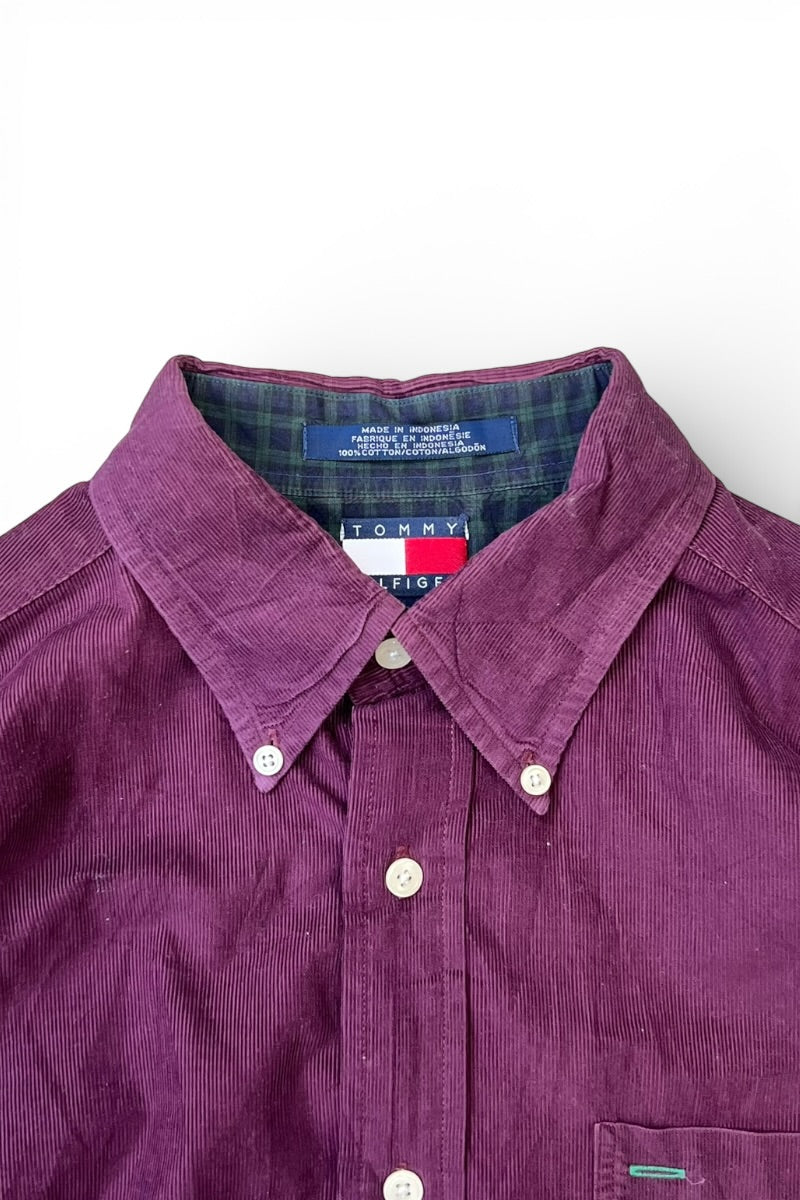 90'S L/S B.D CORDUROY SHIRT / PURPLE [SIZE: M USED]