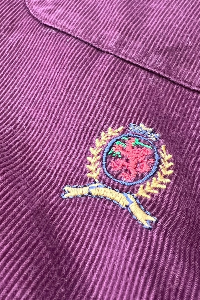 90'S L/S B.D CORDUROY SHIRT / PURPLE [SIZE: M USED]