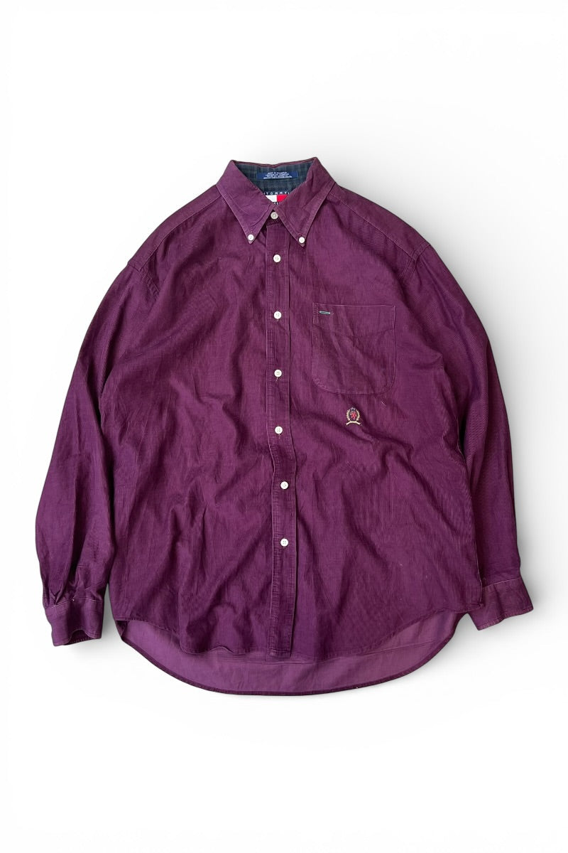 90'S L/S B.D CORDUROY SHIRT / PURPLE [SIZE: M USED]