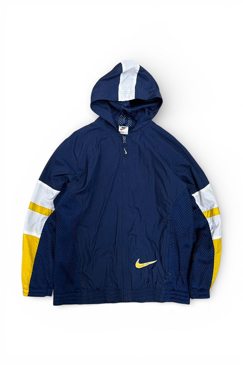 90'S ZIP HOODIE NYLON MESH JACKET BOYS SIZE L / NAVY [SIZE: S USED]
