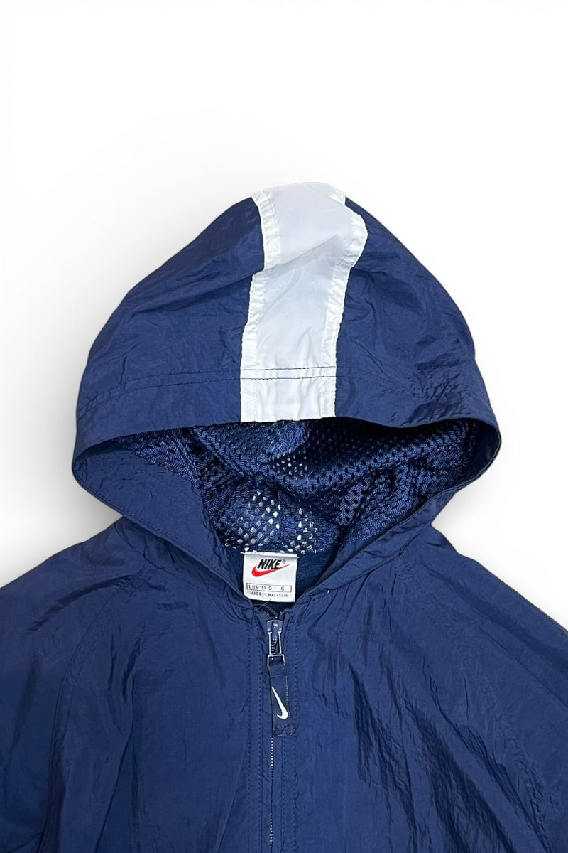 90'S ZIP HOODIE NYLON MESH JACKET BOYS SIZE L / NAVY [SIZE: S USED]
