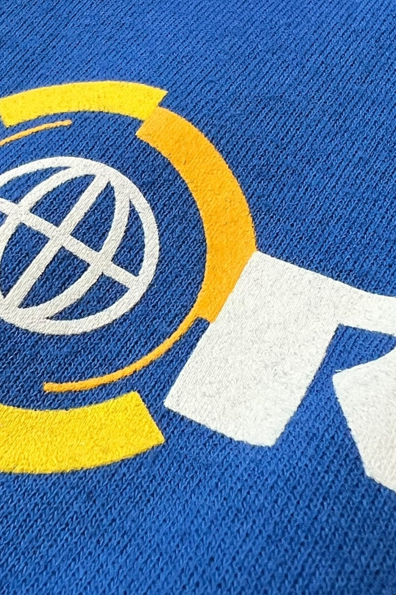 WORLDNET LOGO PULLOVER SWEAT HOODIE / BLUE [SIZE: XL USED]