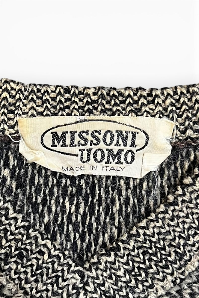 MADE IN ITALY 90'S V-NECK DESIGN WOOL KNIT SWEATER / MULTI [SIZE: L USED]