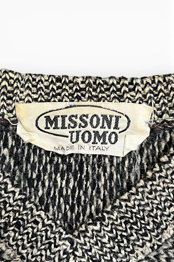 MADE IN ITALY 90'S V-NECK DESIGN WOOL KNIT SWEATER / MULTI [SIZE: L USED]