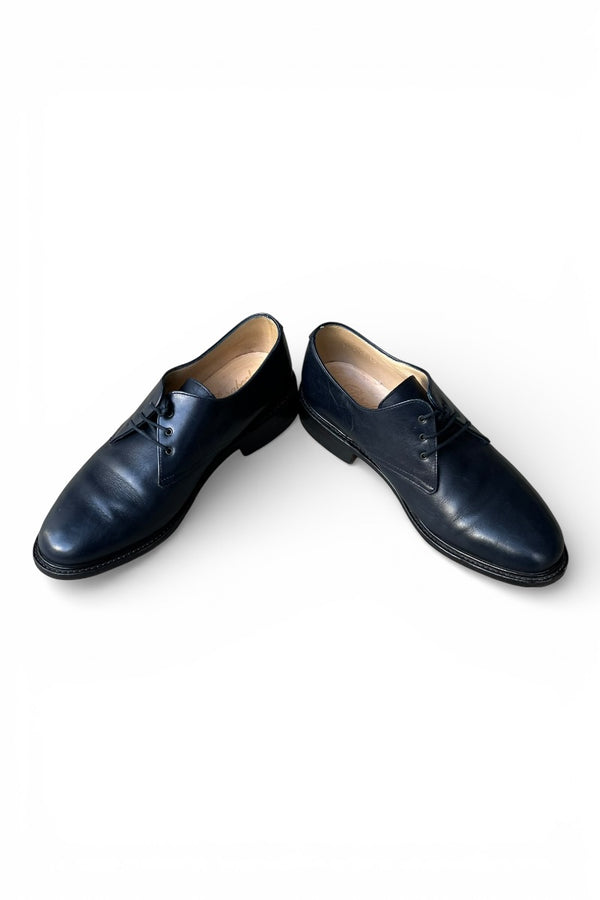 MADE IN FRANCE PLAIN TOE LEATHER SHOES / NAVY [SIZE: US7.0 (Equivalent to 24.5cm) USED]