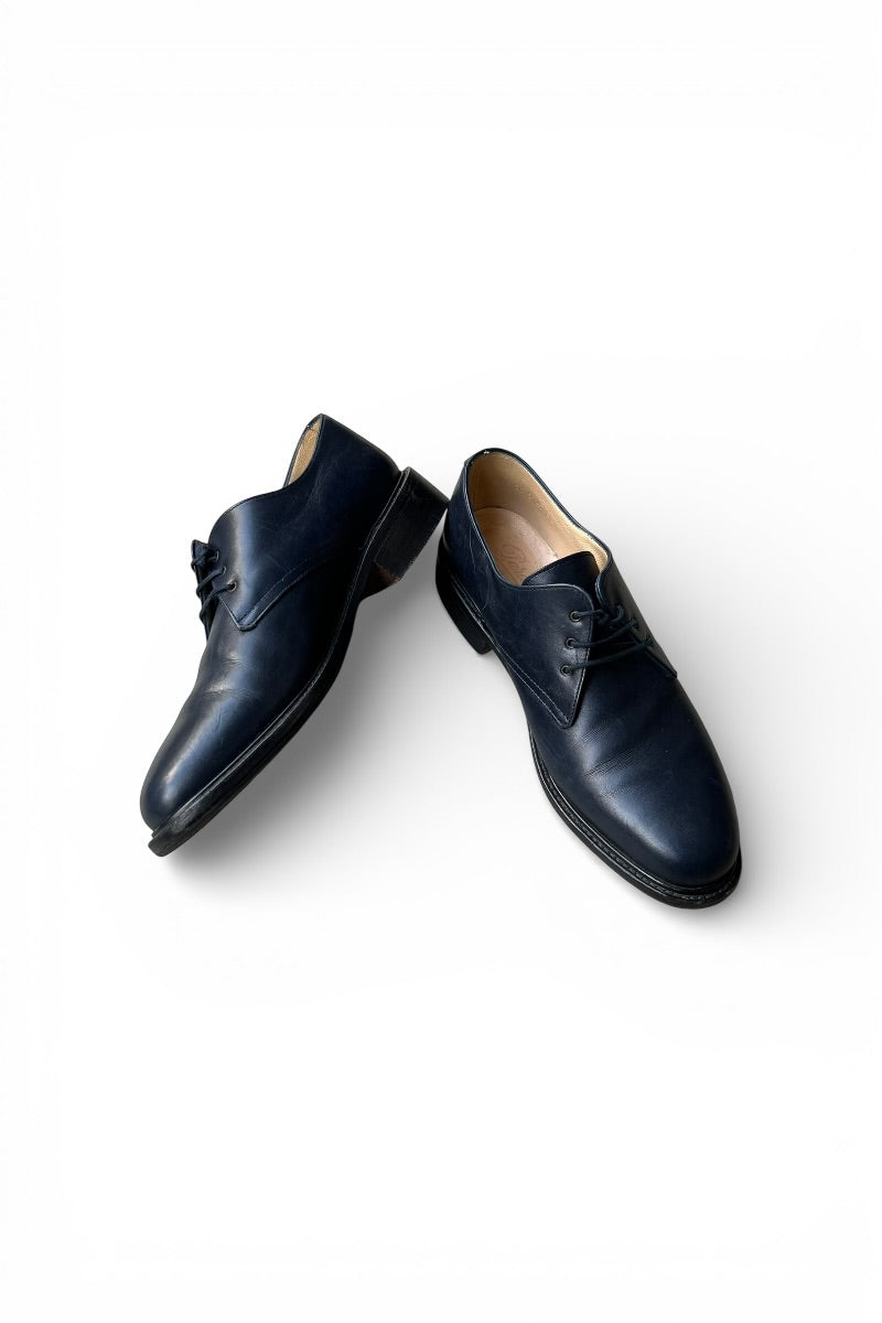 MADE IN FRANCE PLAIN TOE LEATHER SHOES / NAVY [SIZE: US7.0 (Equivalent to 24.5cm) USED]