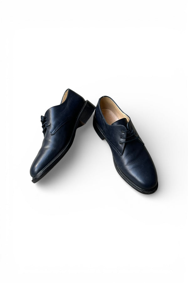 MADE IN FRANCE PLAIN TOE LEATHER SHOES / NAVY [SIZE: US7.0 (Equivalent to 24.5cm) USED]
