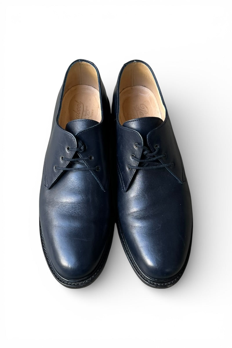MADE IN FRANCE PLAIN TOE LEATHER SHOES / NAVY [SIZE: US7.0 (Equivalent to 24.5cm) USED]