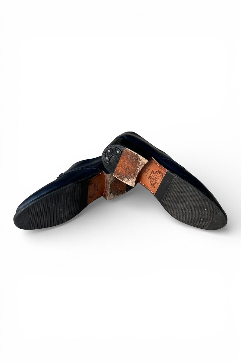 MADE IN FRANCE PLAIN TOE LEATHER SHOES / NAVY [SIZE: US7.0 (Equivalent to 24.5cm) USED]