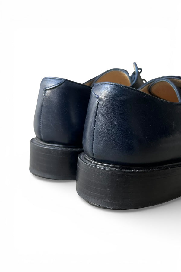 MADE IN FRANCE PLAIN TOE LEATHER SHOES / NAVY [SIZE: US7.0 (Equivalent to 24.5cm) USED]