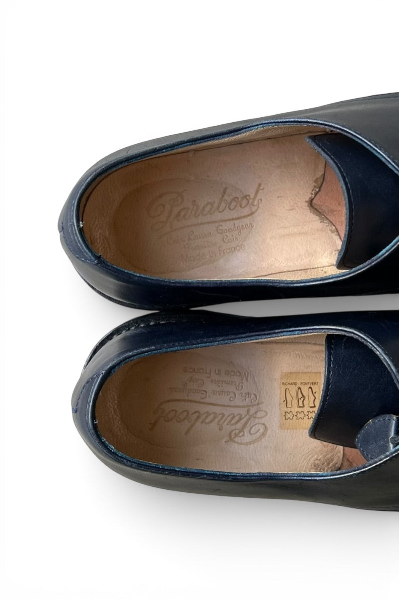 MADE IN FRANCE PLAIN TOE LEATHER SHOES / NAVY [SIZE: US7.0 (Equivalent to 24.5cm) USED]