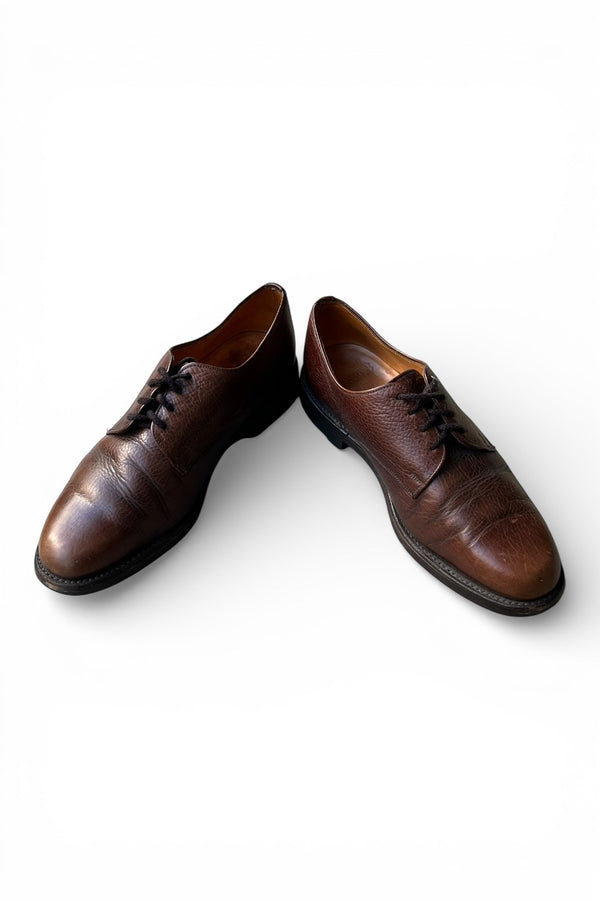MADE IN ENGLAND PLAIN TOE TEXTURED LEATHER SHOES / BROWN [SIZE: US9 (approx. 27cm) USED]