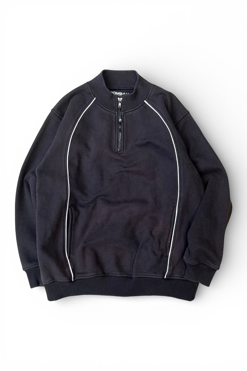 Y2K EARLY 00'S HALF ZIP SWEATSHIRT / BLACK [SIZE: M USED]