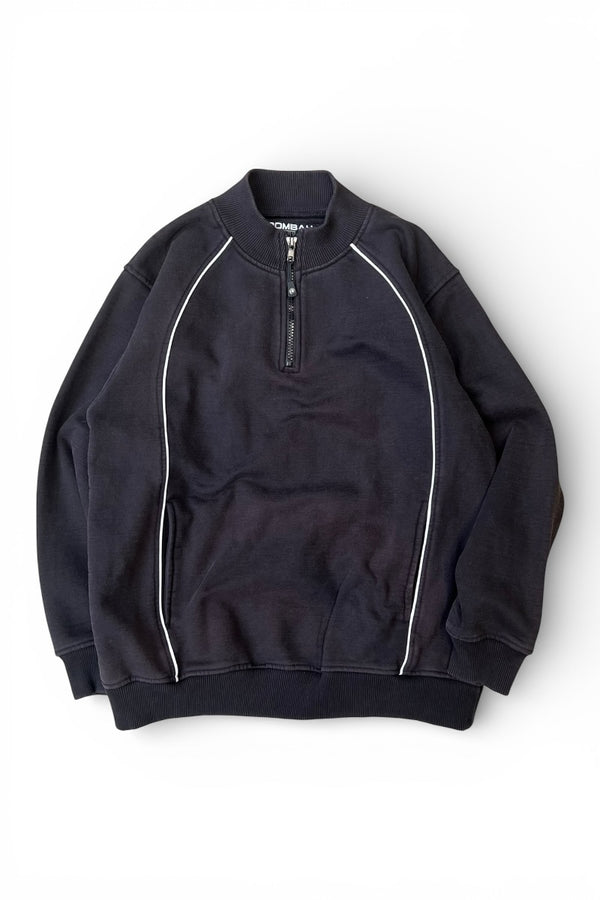 Y2K EARLY 00'S HALF ZIP SWEATSHIRT / BLACK [SIZE: M USED]