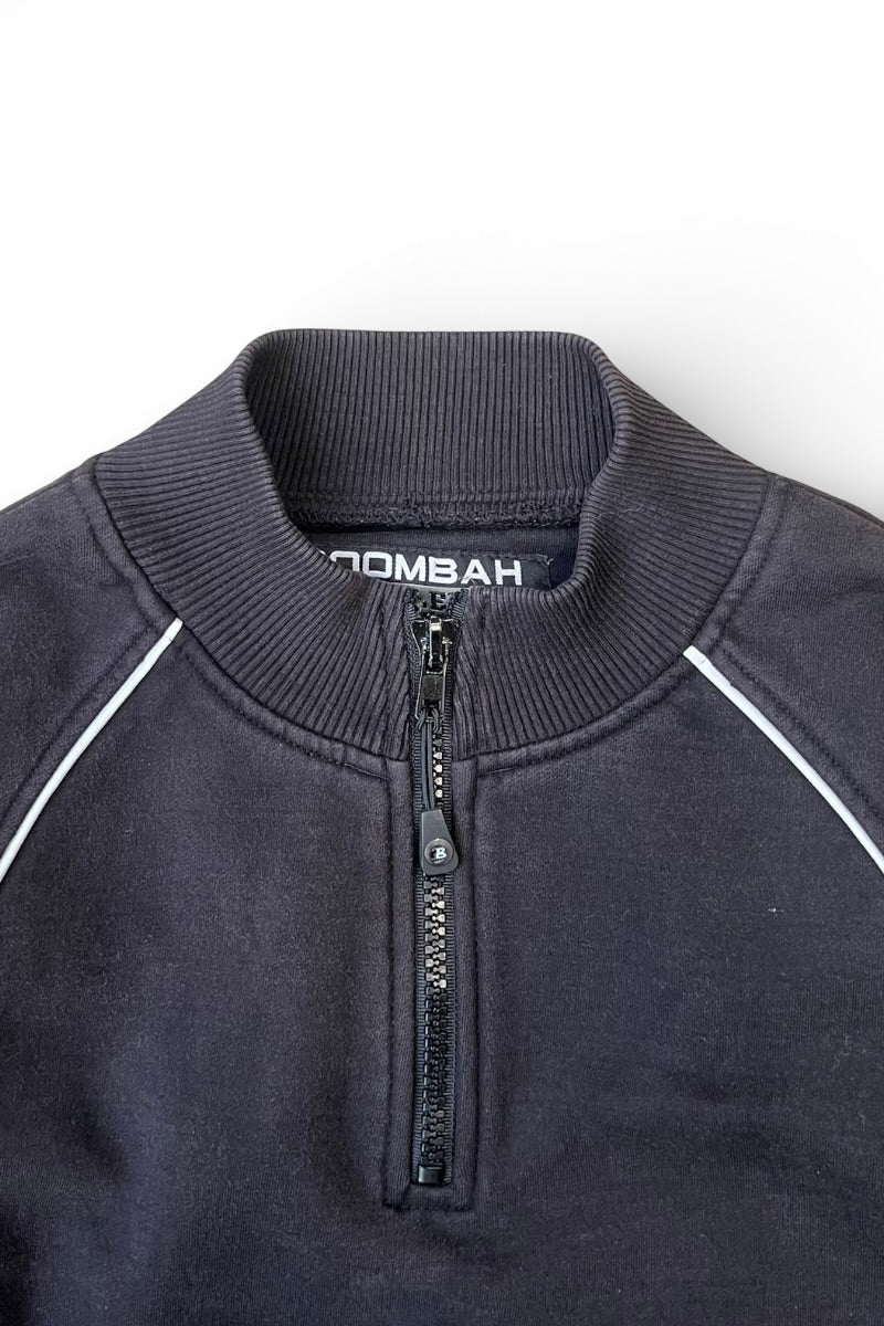 Y2K EARLY 00'S HALF ZIP SWEATSHIRT / BLACK [SIZE: M USED]