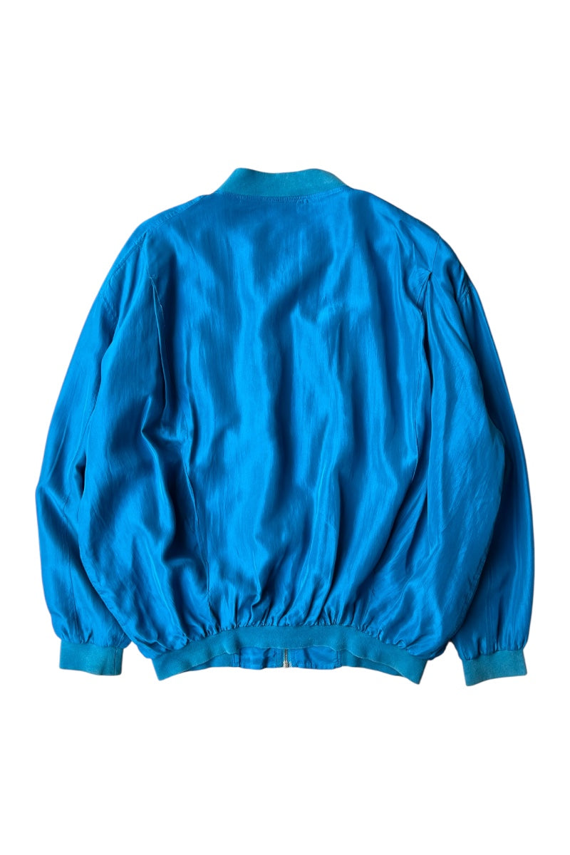 90s SILK ZIP JACKET / TURQUOISE [SIZE: L USED]