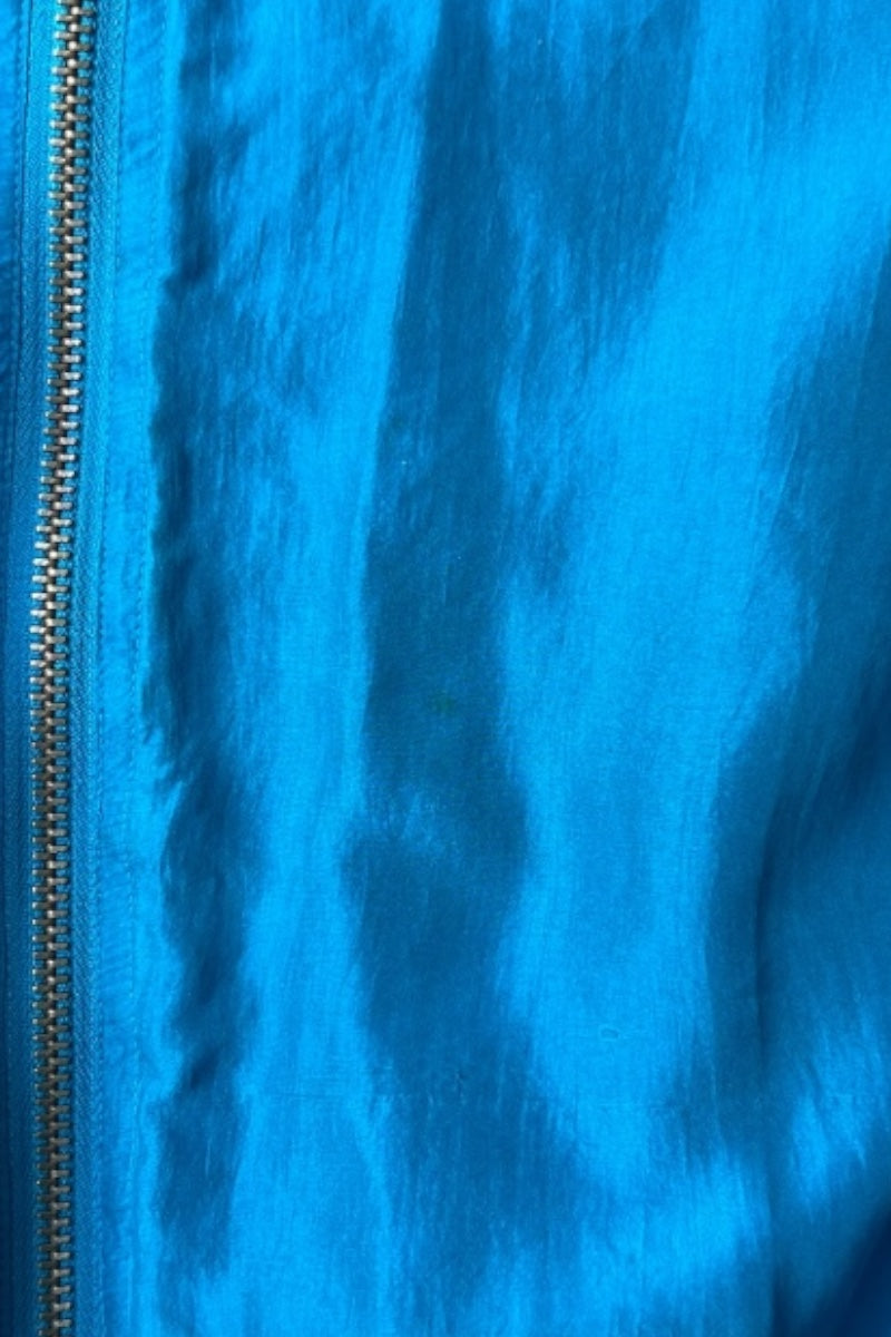 90s SILK ZIP JACKET / TURQUOISE [SIZE: L USED]