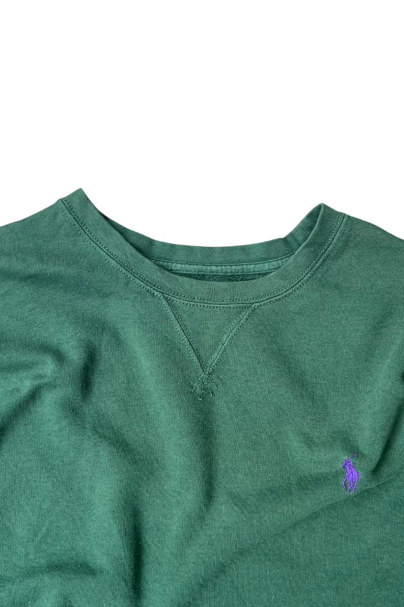 90's ONE POINT SWEATSHIRT / GREEN [SIZE: L USED]