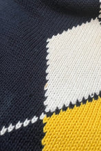 画像をギャラリービューアに読み込む, 90'S ARGYLE COTTON KNIT SWEATER / NAVY [SIZE: M USED]

