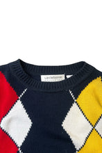 画像をギャラリービューアに読み込む, 90'S ARGYLE COTTON KNIT SWEATER / NAVY [SIZE: M USED]
