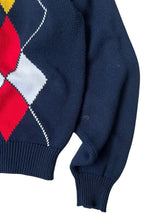 画像をギャラリービューアに読み込む, 90'S ARGYLE COTTON KNIT SWEATER / NAVY [SIZE: M USED]
