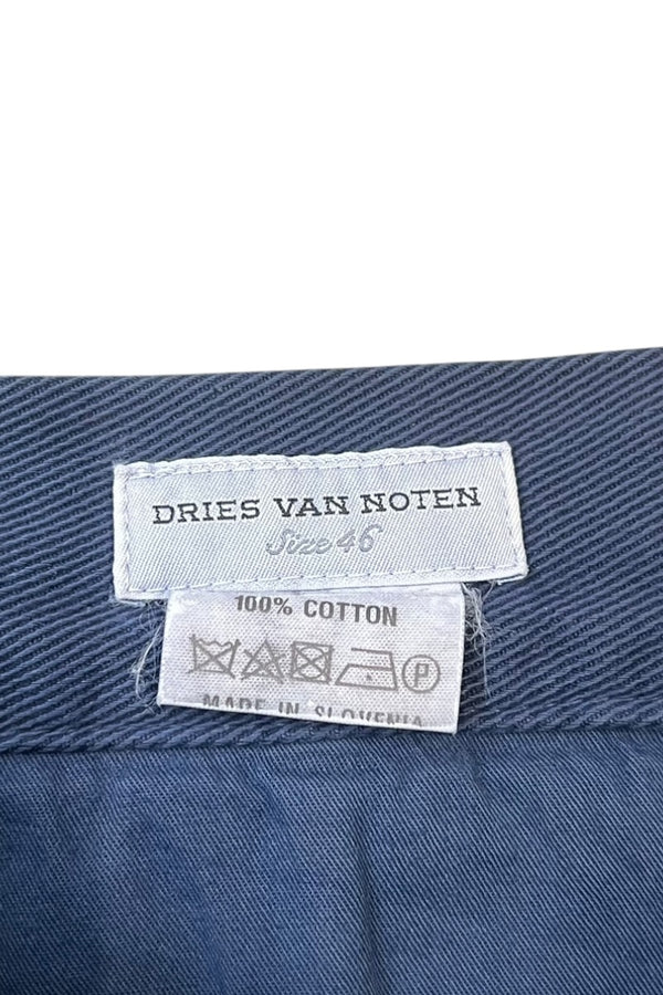 COTTON TWILL SLIM PANTS / NAVY [SIZE: 46 USED]