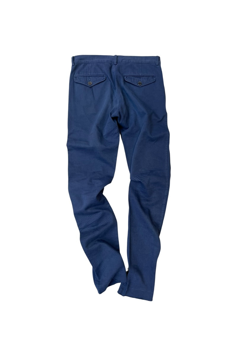 COTTON TWILL SLIM PANTS / NAVY [SIZE: 46 USED]