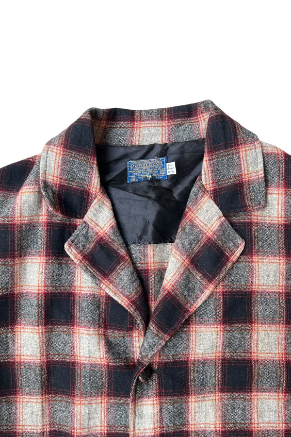 MADE IN USA 70'S CHECK WOOL TAILORED JACKET / MULTI [SIZE: XL USED]