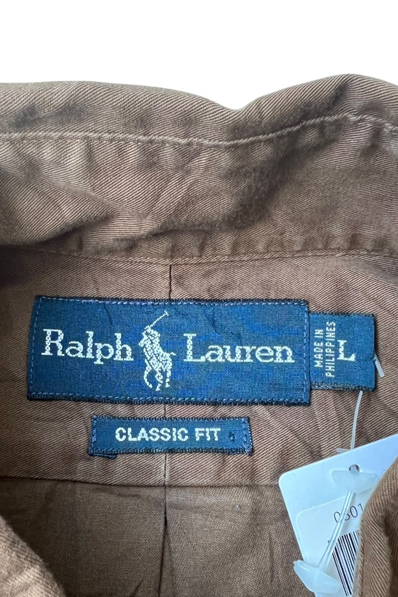 90'S L/S CLASSIC FIT BD SHIRT / BROWN [SIZE: L USED]