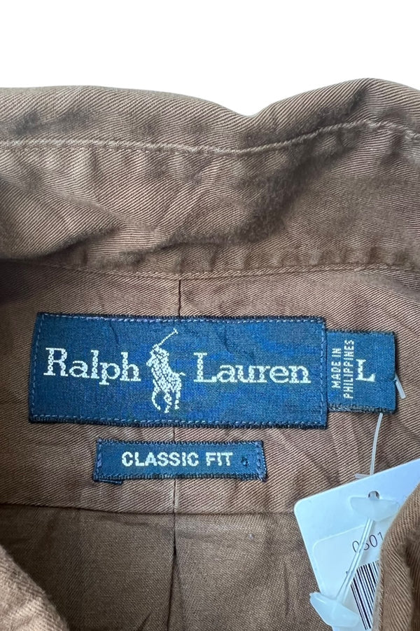 90'S L/S CLASSIC FIT BD SHIRT / BROWN [SIZE: L USED]