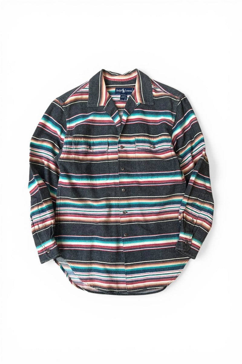 90'S L/S NATIVE PATTERN SHIRT / MULTI [SIZE: M USED]