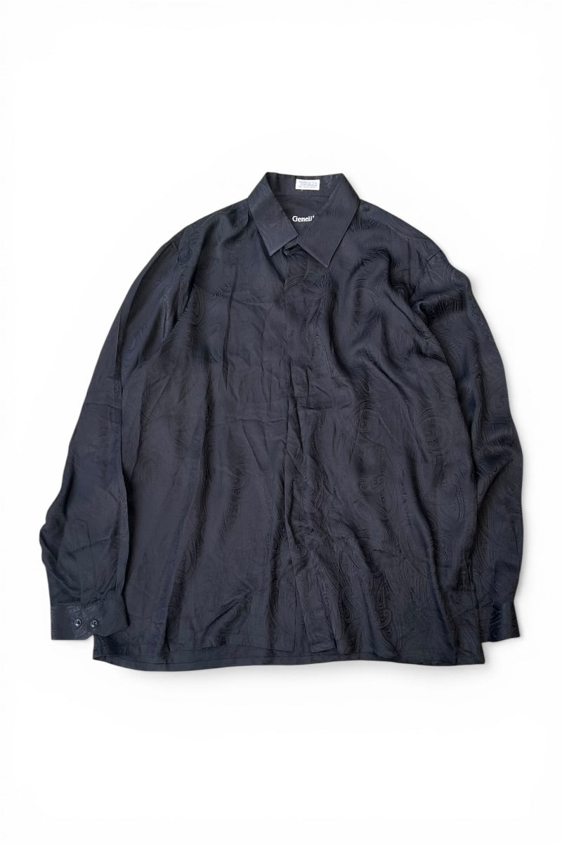 90'S L/S PAISLEY SILK SHIRT / BLACK [SIZE: XL USED]