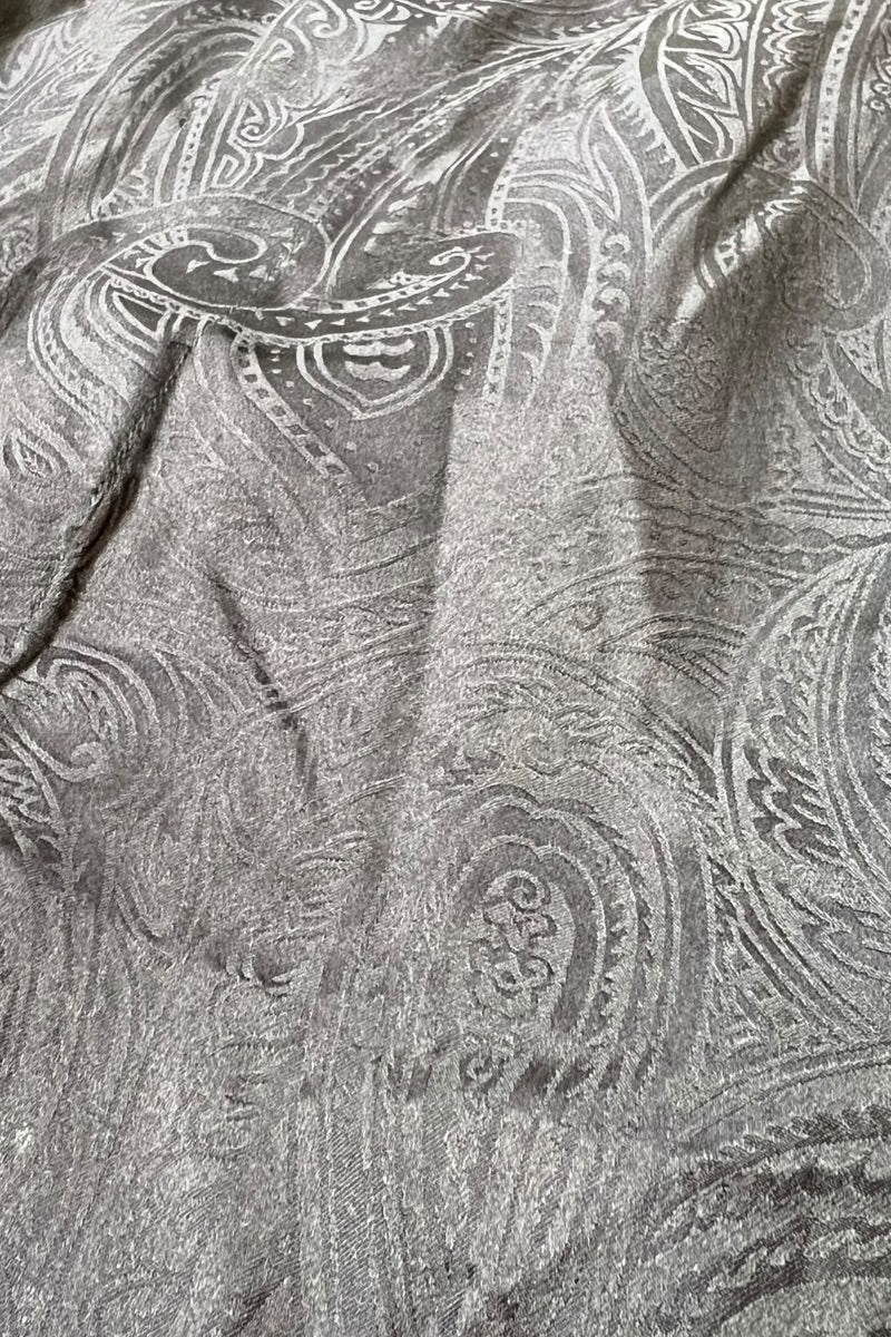 90'S L/S PAISLEY SILK SHIRT / BLACK [SIZE: XL USED]