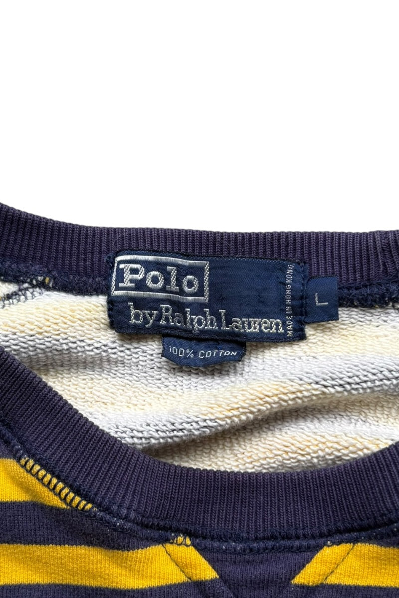 90'S EMBLEM ONE POINT BORDER SWEATSHIRT / YELLOW [SIZE: L USED]