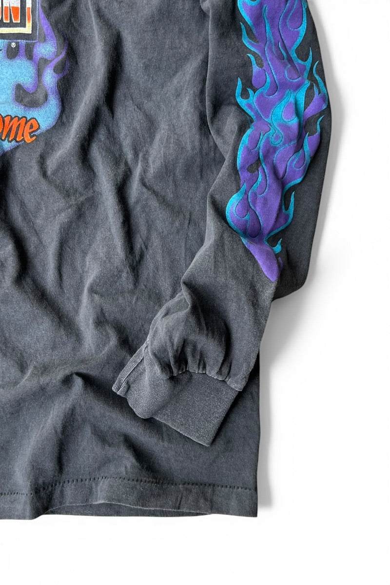 MADE IN USA 92'S L/S DAYTONA PURPLE FLAME T-SHIRT / BLACK [SIZE: L USED]