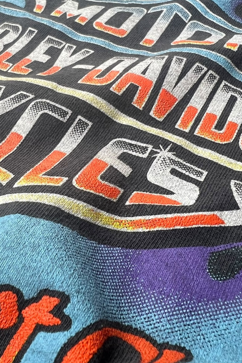 MADE IN USA 92'S L/S DAYTONA PURPLE FLAME T-SHIRT / BLACK [SIZE: L USED]