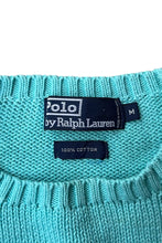 画像をギャラリービューアに読み込む, 90'S COTTON KNIT SWEATER TIFFANY BLUE / LIGHT BLUE [SIZE: M USED]
