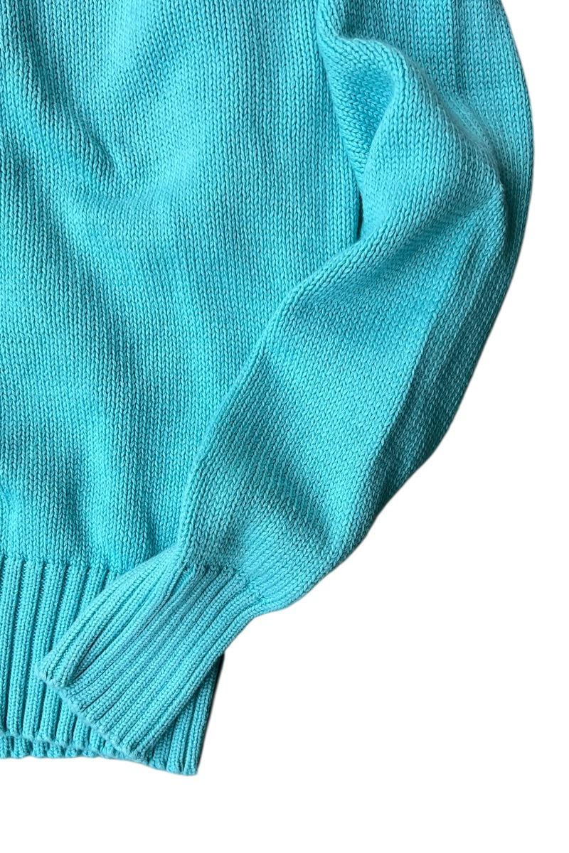 90'S COTTON KNIT SWEATER TIFFANY BLUE / LIGHT BLUE [SIZE: M USED]