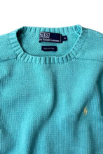画像をギャラリービューアに読み込む, 90'S COTTON KNIT SWEATER TIFFANY BLUE / LIGHT BLUE [SIZE: M USED]
