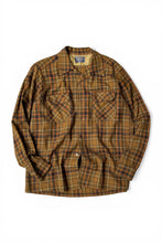 画像をギャラリービューアに読み込む, 64'S-70'S L/S WOOL CHECK OPEN COLLAR SHIRT / BROWN [SIZE: L USED]

