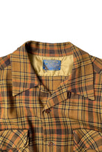 画像をギャラリービューアに読み込む, 64'S-70'S L/S WOOL CHECK OPEN COLLAR SHIRT / BROWN [SIZE: L USED]
